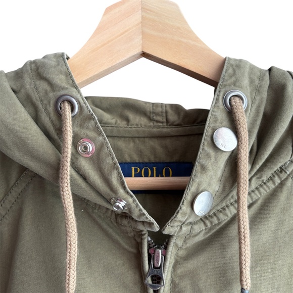 Polo Ralph Lauren Vintage Hooded Jacket In Army Green Zip-up Jacket Size XL - Picture 6 of 9